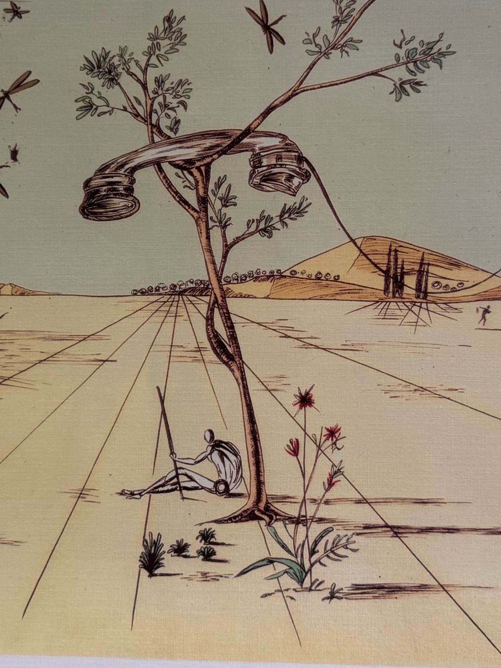 Surreal Desert Landscape Art Print in Beige and Soft Green